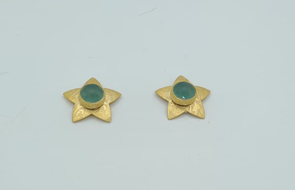 Pendientes estrella verde agua