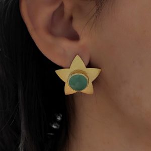 Pendientes estrella verde agua