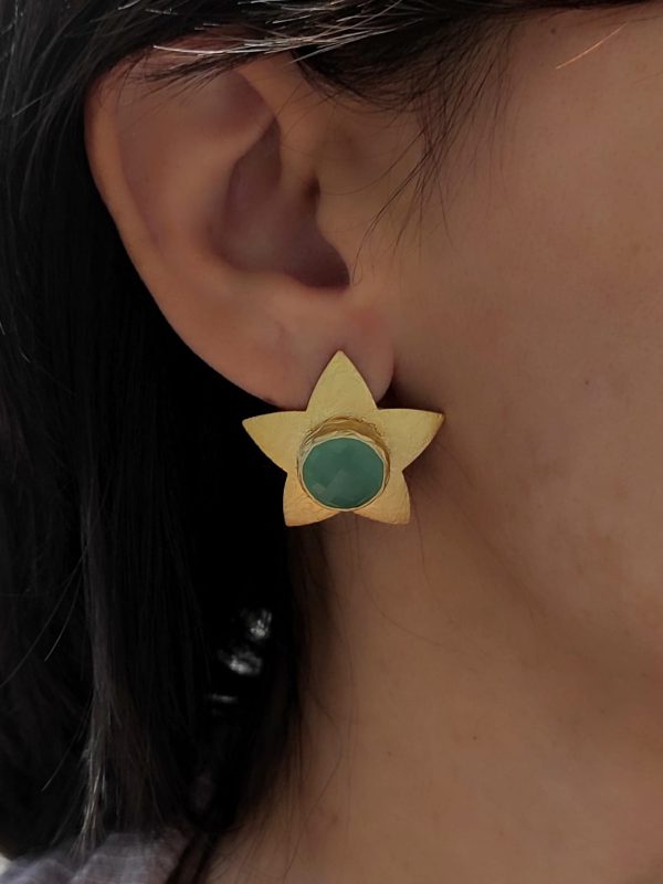 Pendientes estrella verde agua