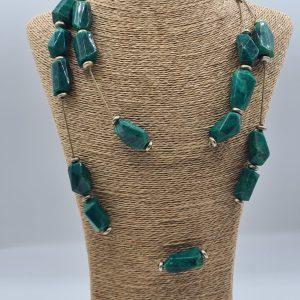 collar piedras verdes doble vuelta