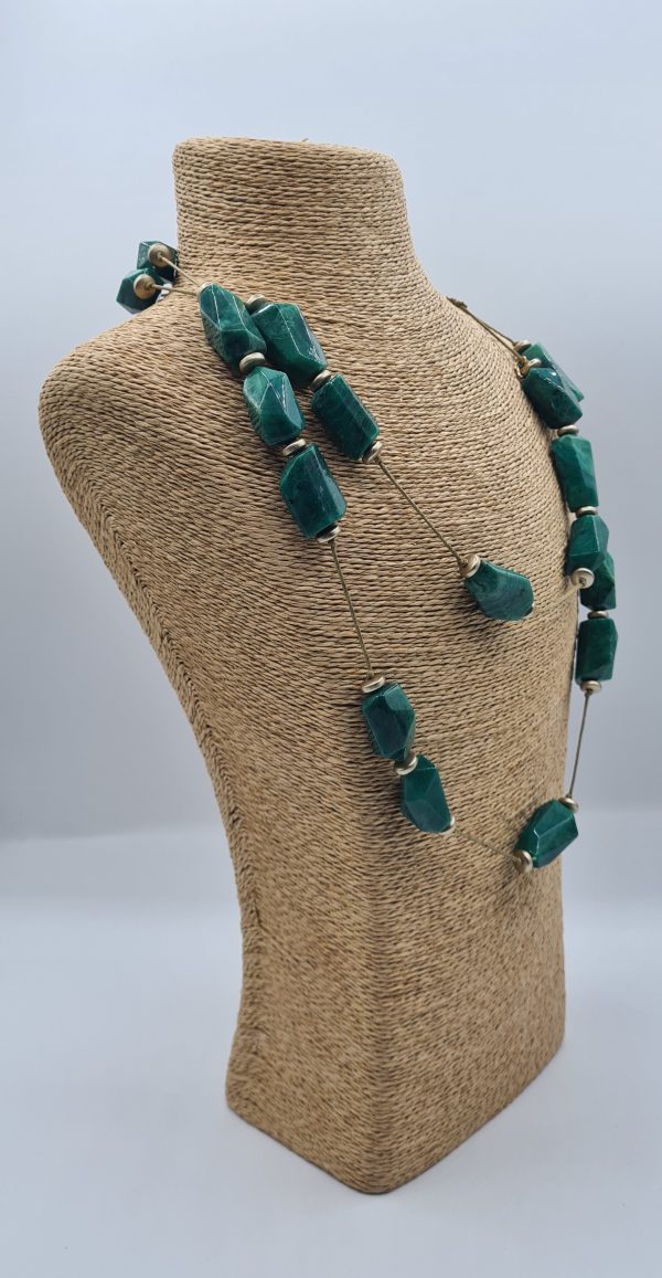 collar piedras verdes doble vuelta