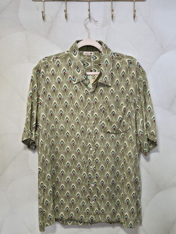 camisa hombre vintage verde caqui