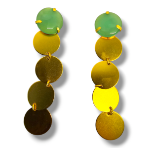 pendientes de acero dorado con verde agua