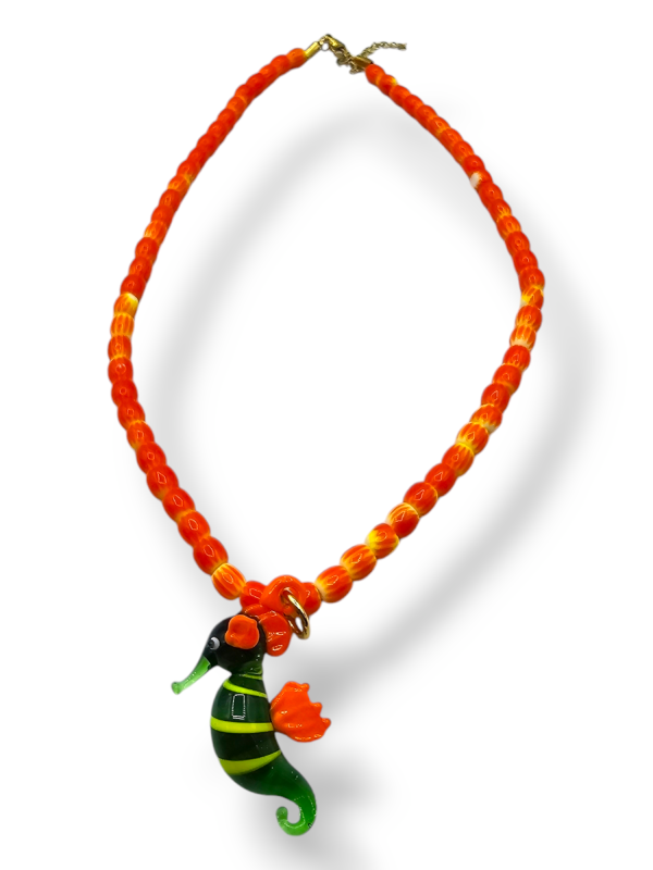 Collar caballito naranja cristal de murano