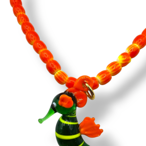 Collar caballito naranja cristal de murano