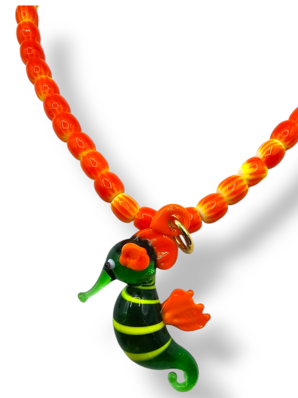 Collar caballito naranja cristal de murano